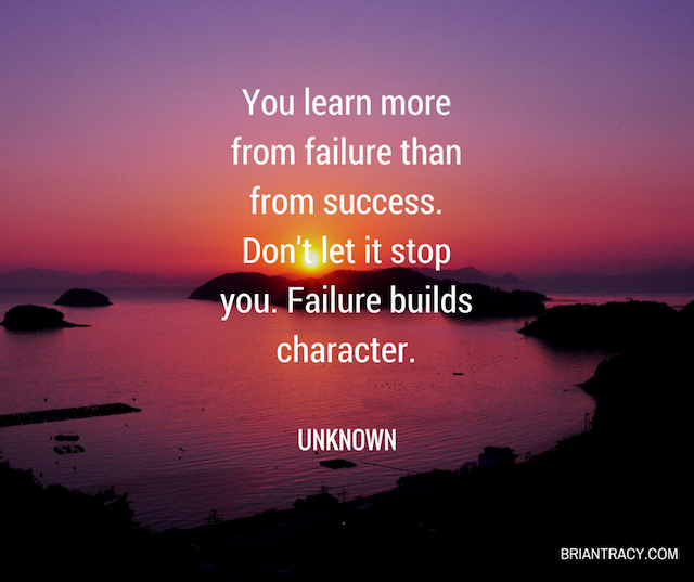 sunrise with motivational success quote about learning from failure